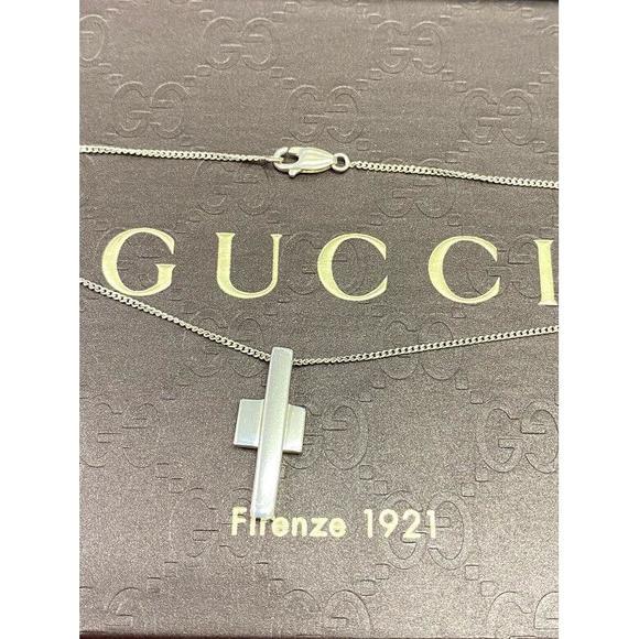 Gucci Cross Pendant Necklace Ladies #77140G13B - Picture 2 of 6